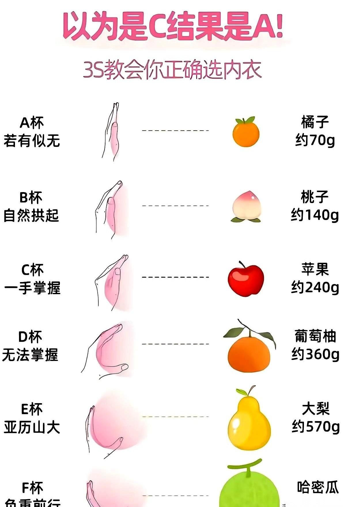 有人非要把女生的罩杯换算成水果，A是橘子，C是苹果。
一堆人立刻对着“苹果”点头