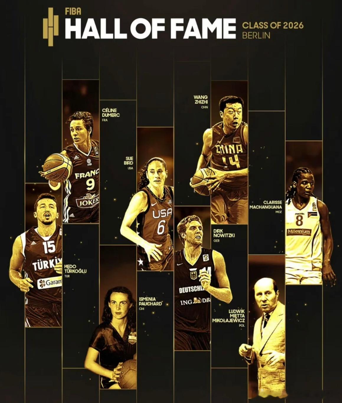 恭喜王治郅正式入选FIBA全球篮球名人堂！4月22日凌晨，德国柏林FIBA全球篮