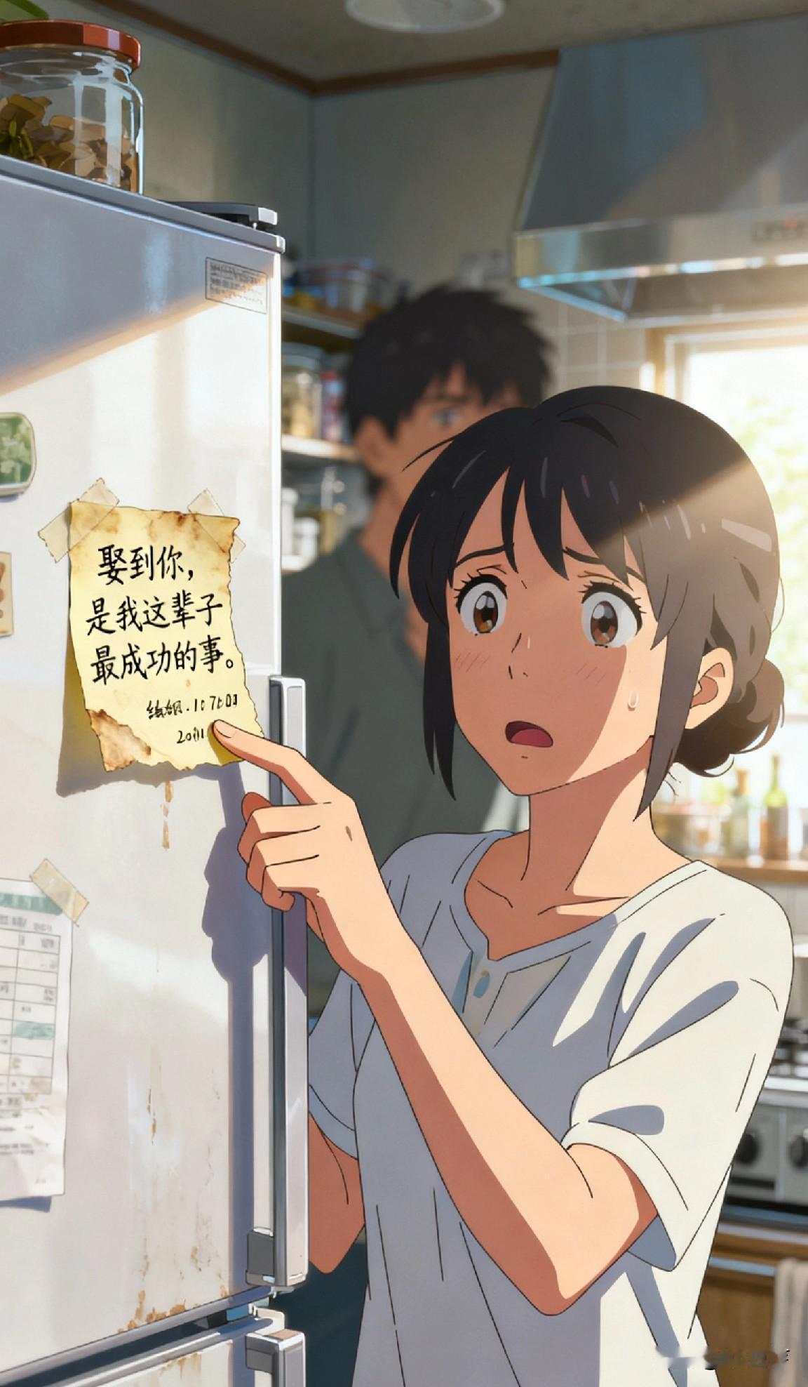 结婚十年，恍然觉得爱情已被柴米油盐消磨殆尽。
直至大扫除时，我不经意间撕下冰箱上