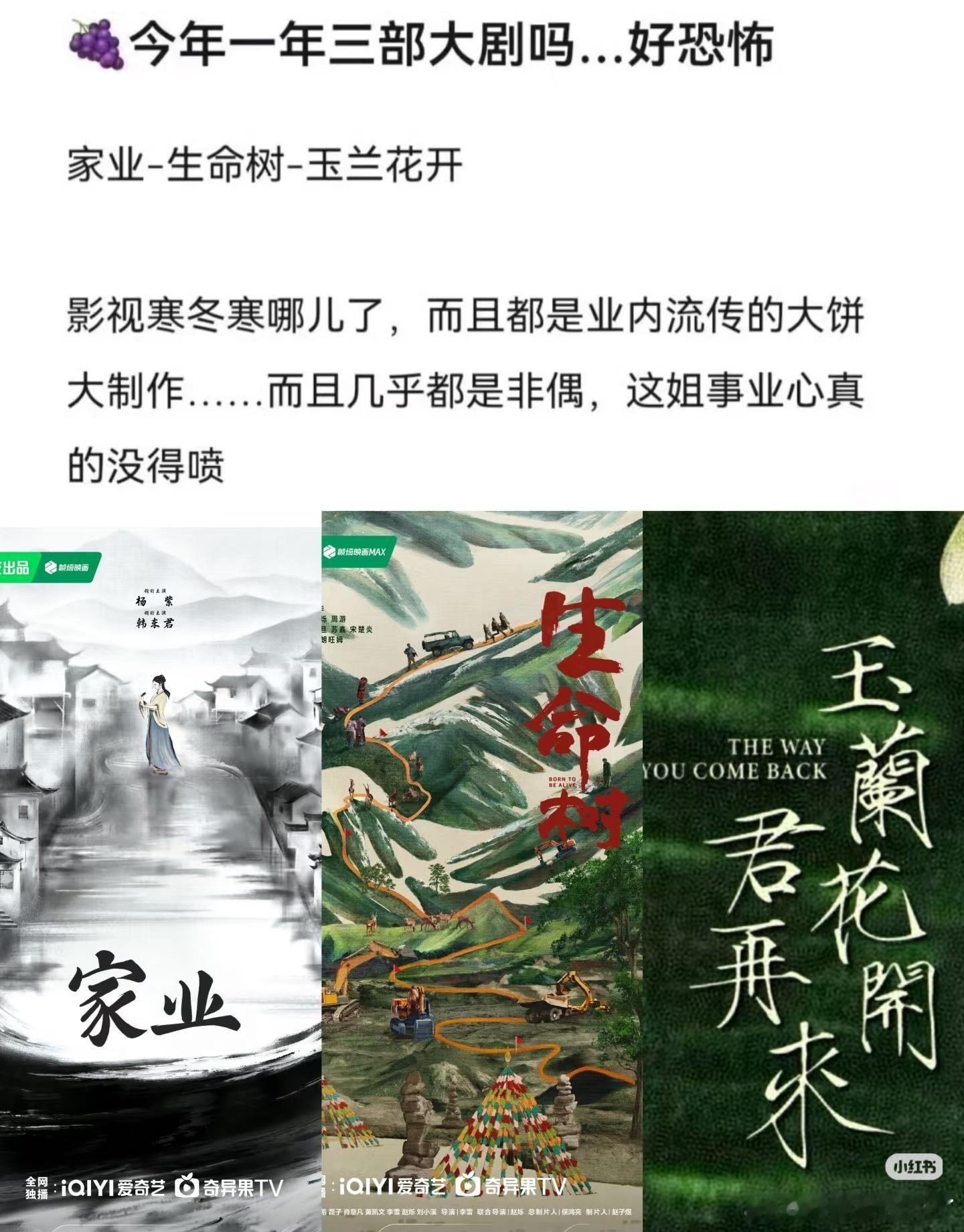 杨紫部部都是高质量可冲奖的剧[捂嘴哭]我一个常年看电视剧的只是剧粉的都觉得她好厉