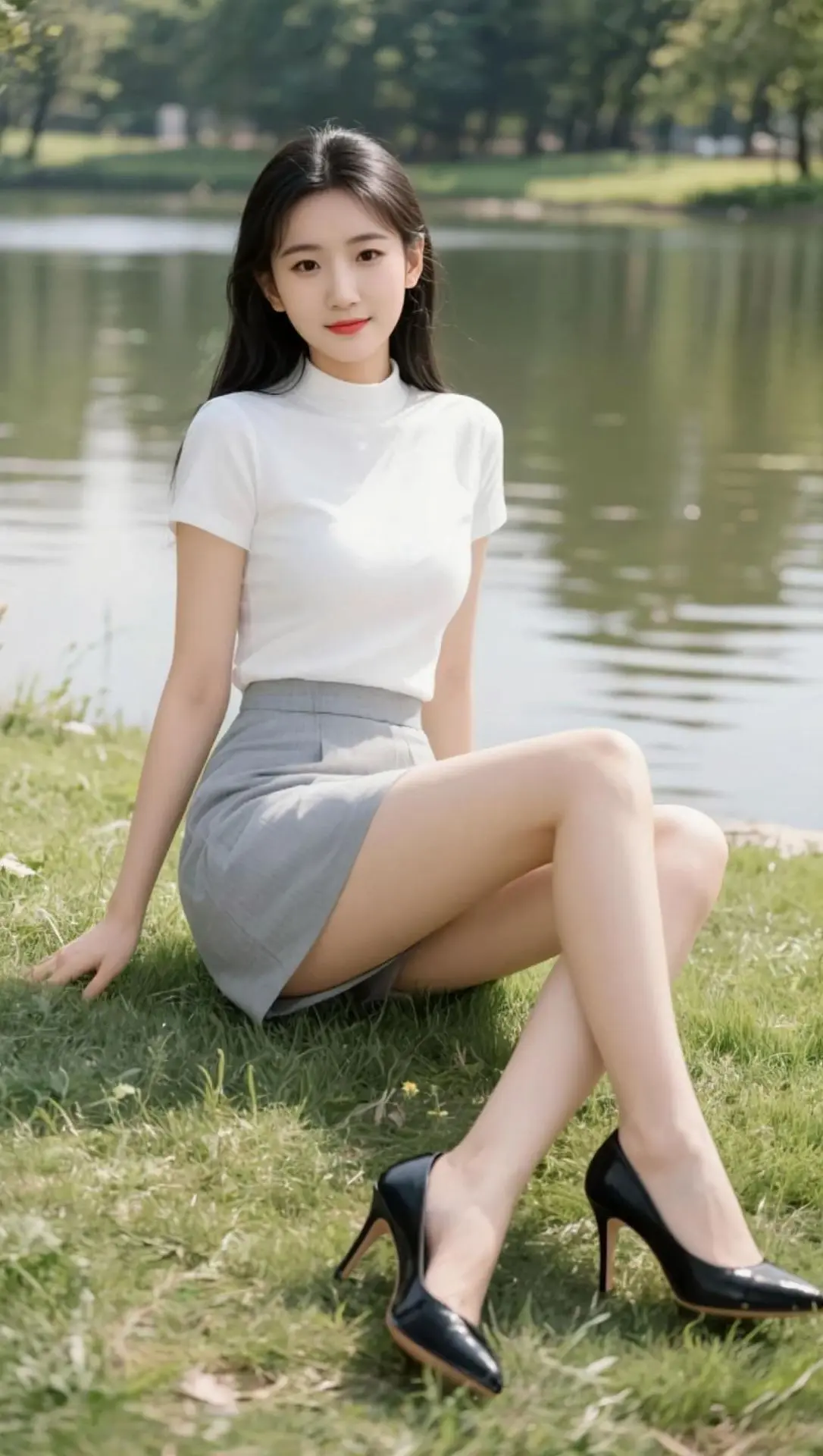 AI湖畔丽人照 ai创作