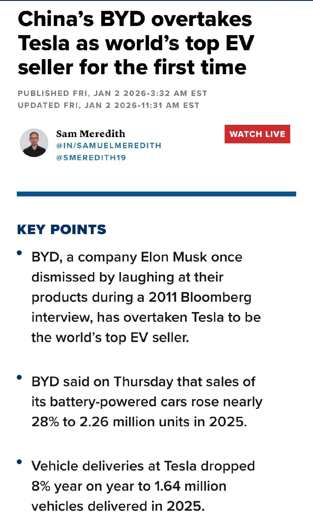 比亚迪首次超越特斯拉成为全球最大的电动汽车销售商。2025年，比亚迪电动汽车销量