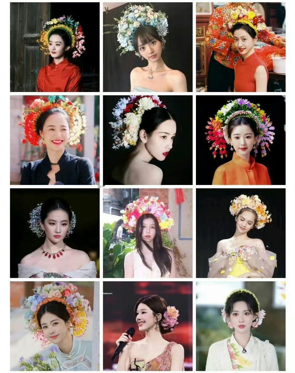 簪花真的已经满大街了，要说最出圈的那必然是赵丽颖，印象中簪花就是她这张照片带火的