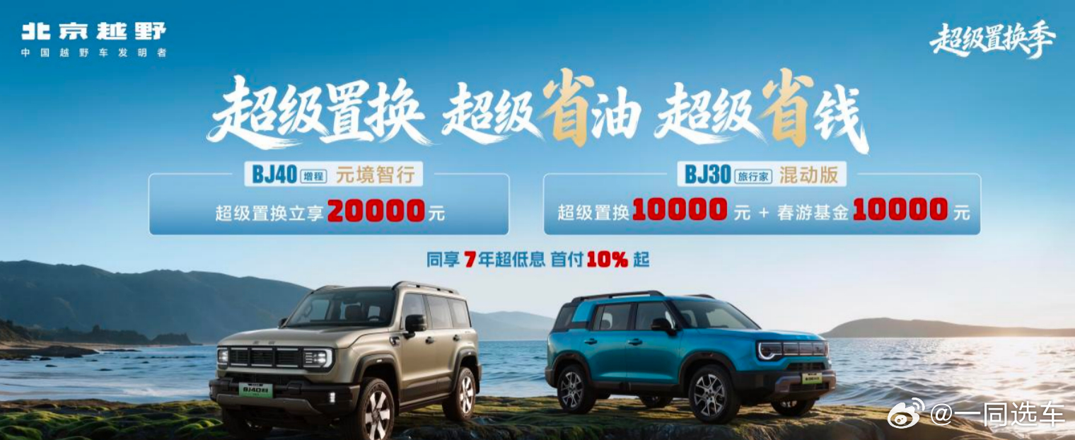 超级置换至高20000元！北京越野为新老用户送福利！该活动分为两部分，第一部分以