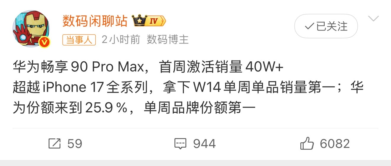 曝华为14周销量超苹果成第一有人说周销量不代表啥，那我问你618和双11不也是一