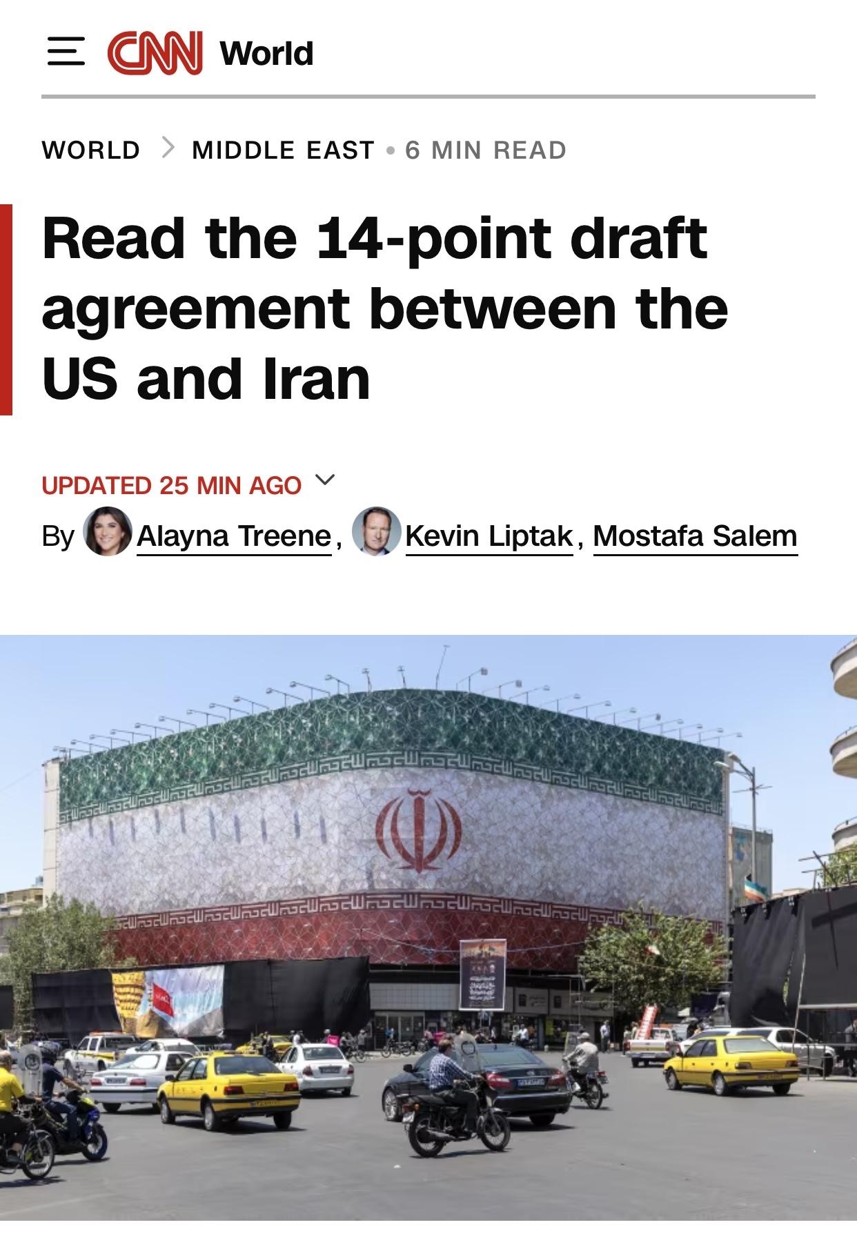 美媒：美伊谅解备忘录全部内容

美国有线电视新闻网(CNN)官网6月17日报道：