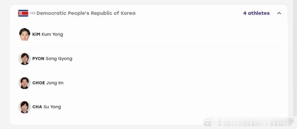 朝鲜队2026年爱知名古屋亚运会官网报名名单🇰🇵：男单：李正植、宇泰龙女单：
