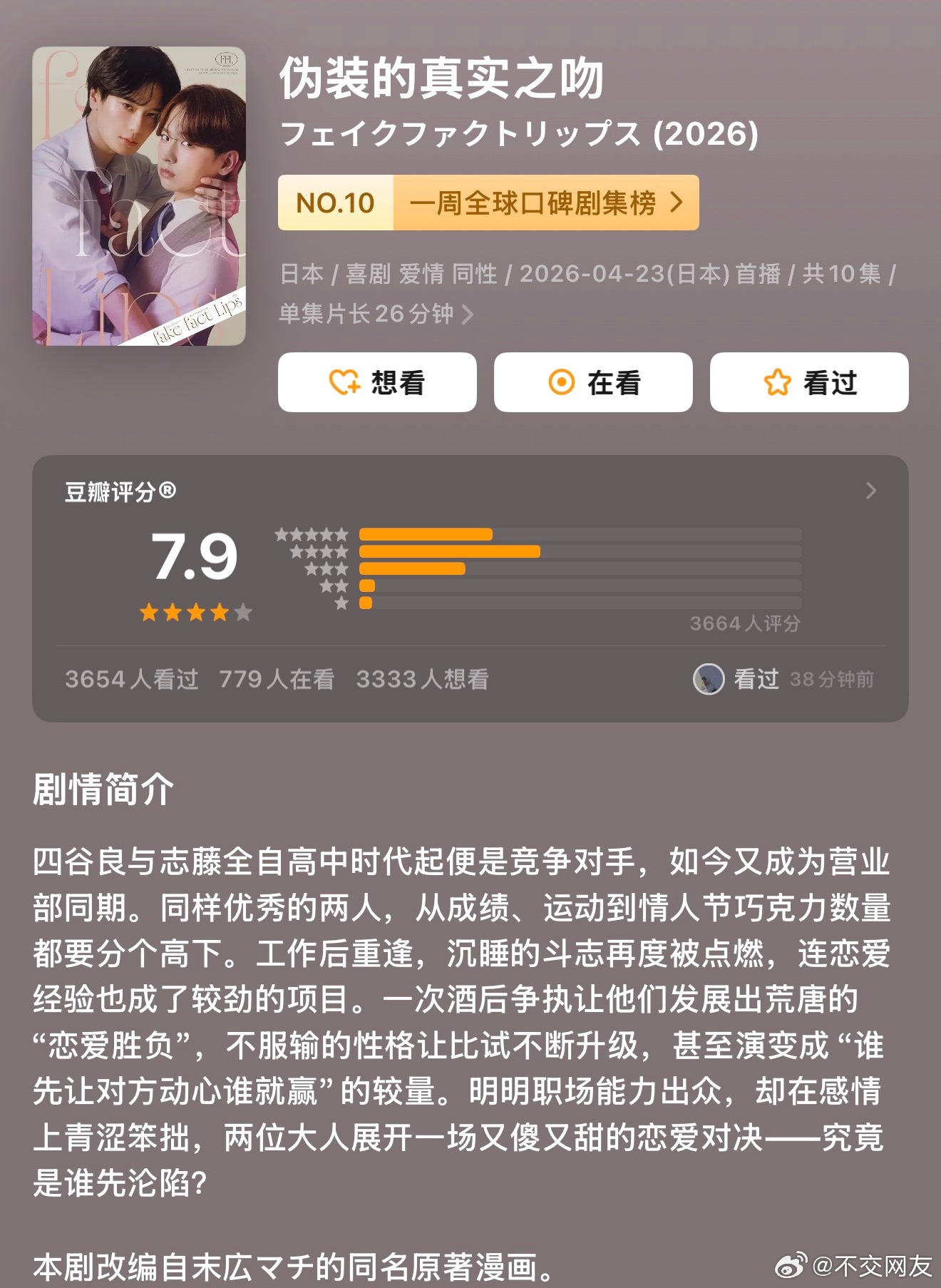 看完了 打个卡✅还行吧。旺仔让我看的，今天抽空看完了。说实话第一集的时候我觉得两