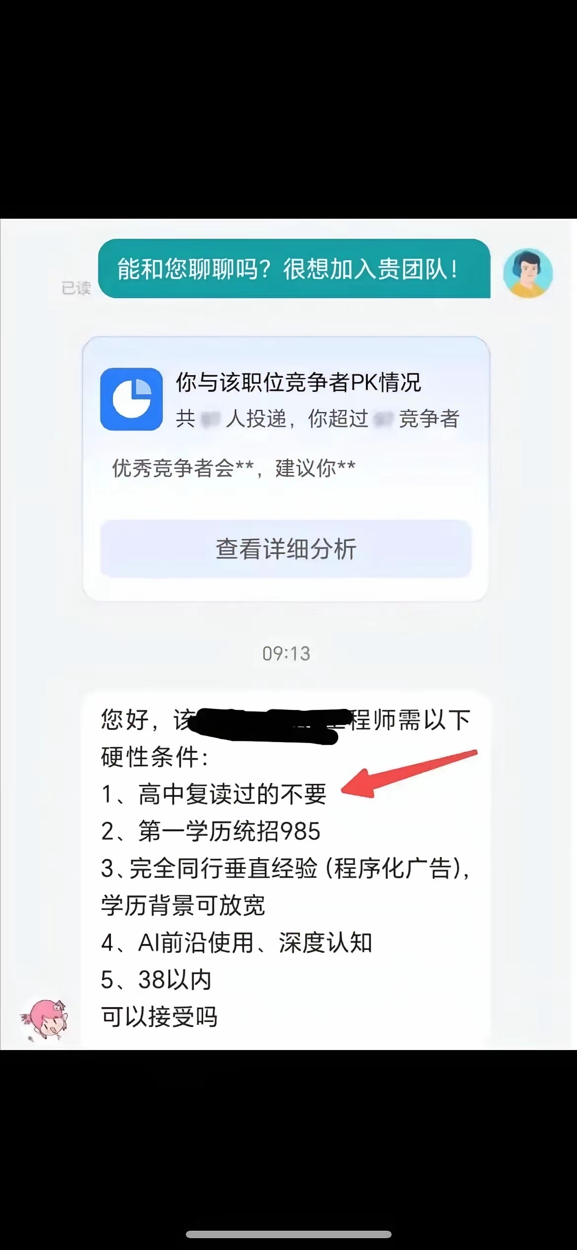 其他要求都能理解，但第一条，高中复读过的不要是为什么？