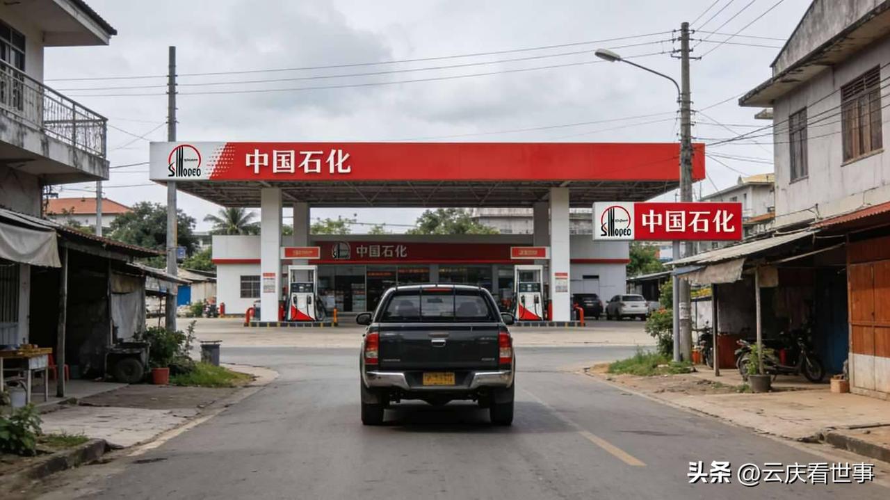 老挝首都加油站，竟然被中国石化“承包”了？

刚看到一位自驾老挝的网友分享：开车