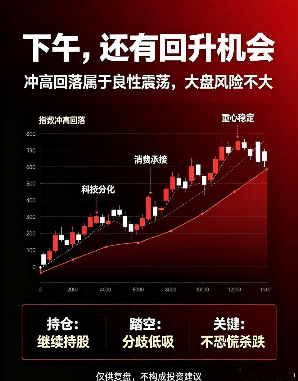 大盘冲高回落属良性轮动，下午有望回升，全天收红概率极大今日上午，在外围股市整体走