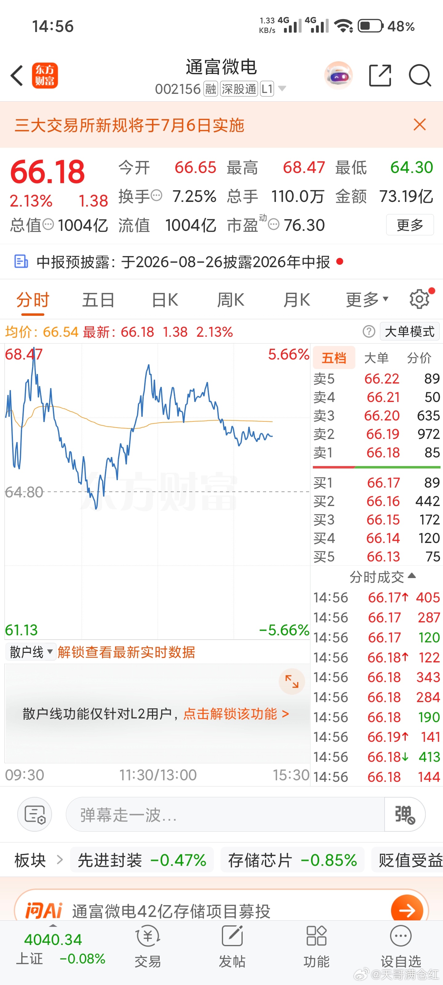 002156日内宽幅震荡，不改持仓思路，继续持有，静候花开 
