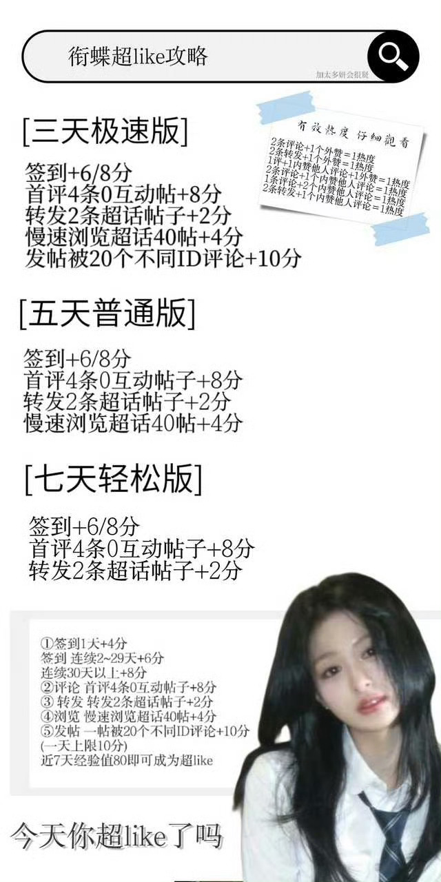 ‼️超like有点太少了 很不利于冲热度 超like很简单 动动手指仅需3天就能