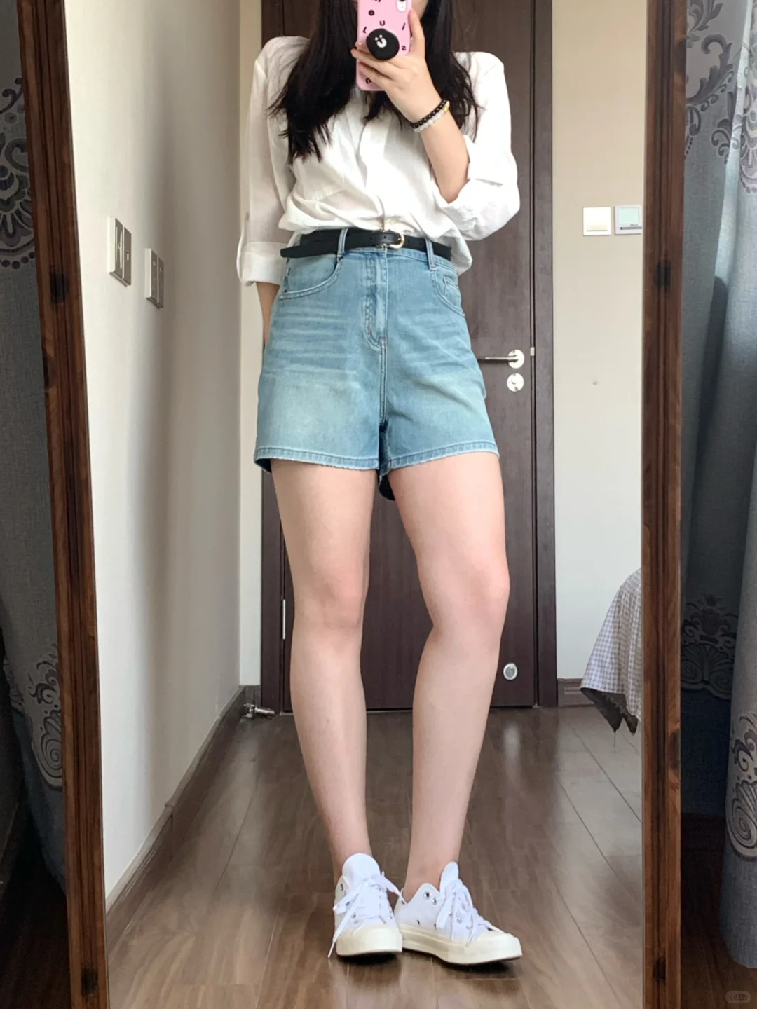 158/105微胖梨形今年买到最满意的牛仔短裤！