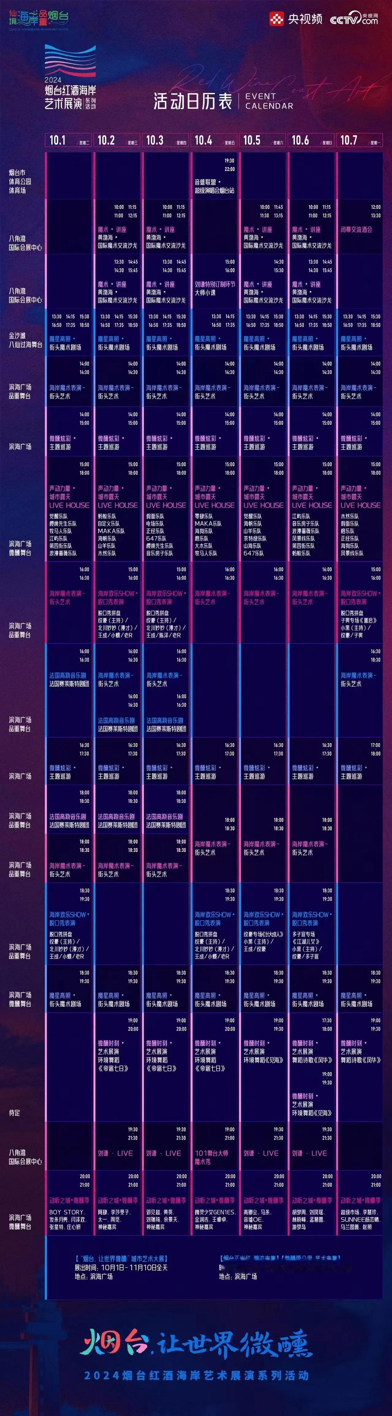 烟台又要迎来一个大型活动，而且为期一个多月，2024烟台红酒海岸艺术展演系列活动