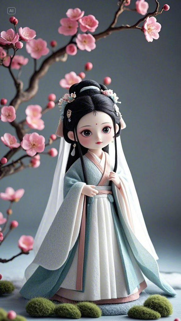 即梦AI 红楼梦 治愈系 q版人物 毛毡画