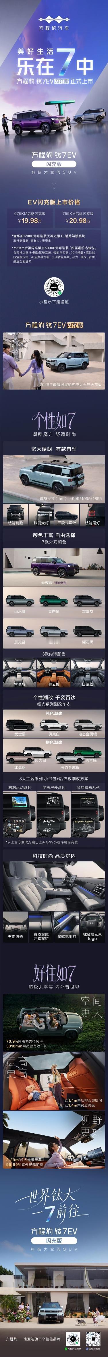 方程豹钛7 EV闪充版19.98万～20.98万，这个价格大家感觉如何呢？