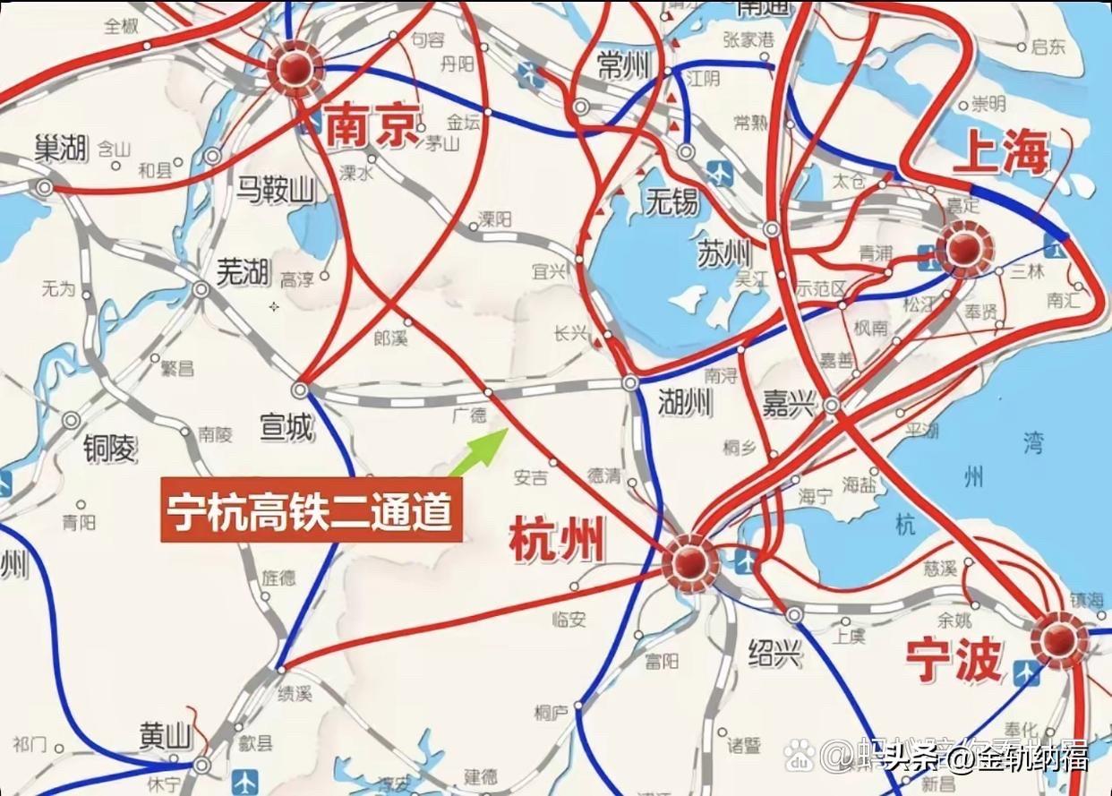 宁杭高铁二通道：南京到杭州新建172公里复线，分流老线。宜湖高铁：宜兴到湖州62