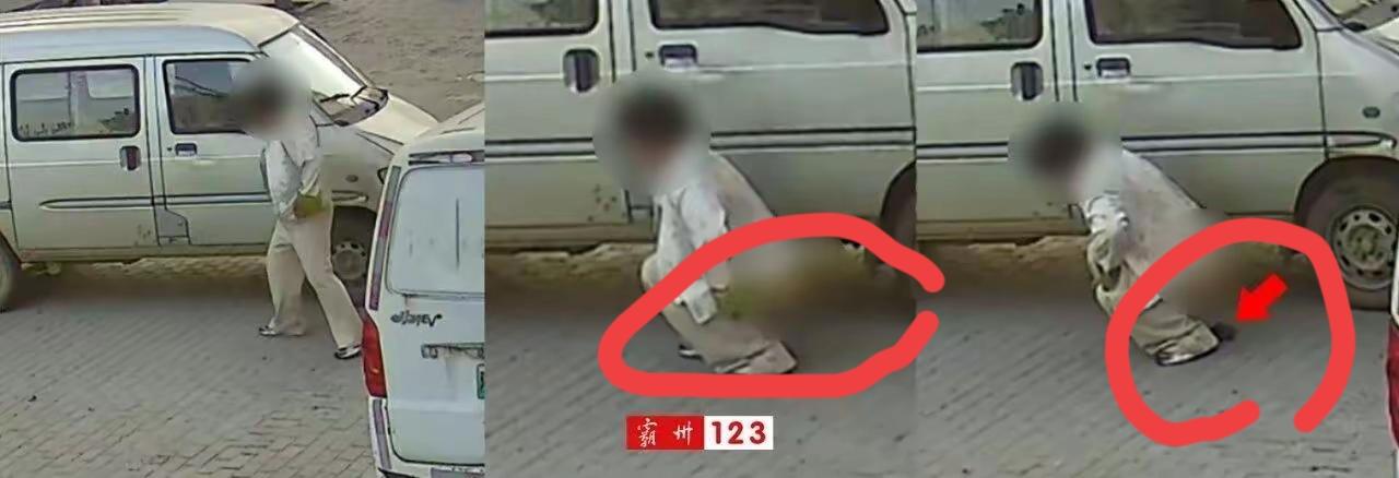 河北霸柳桥公路的卷帘门门前，女主人天刚亮，就来开门准备开门摆摊，不慎一脚踩烂一泡