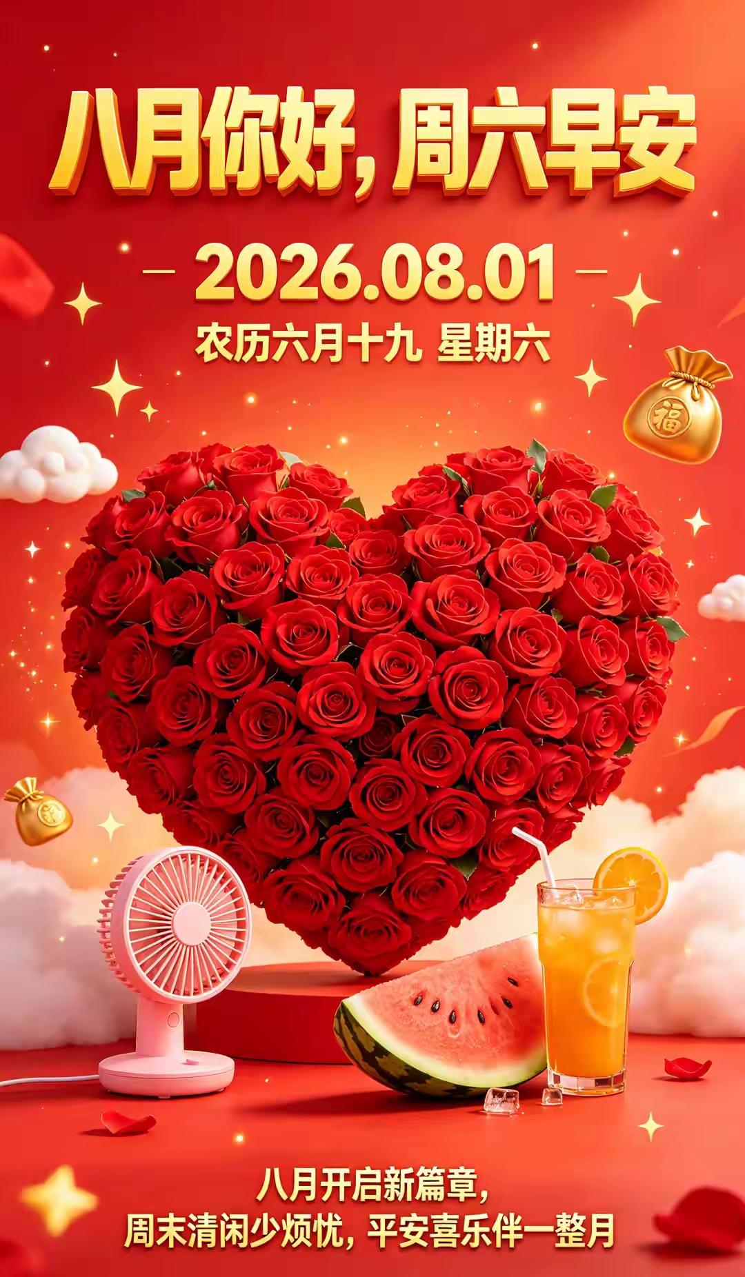 周六早安，抛开工作日的匆忙，好好享受悠闲的周末时光吧。
愿晨光温柔洒满身旁，烦恼