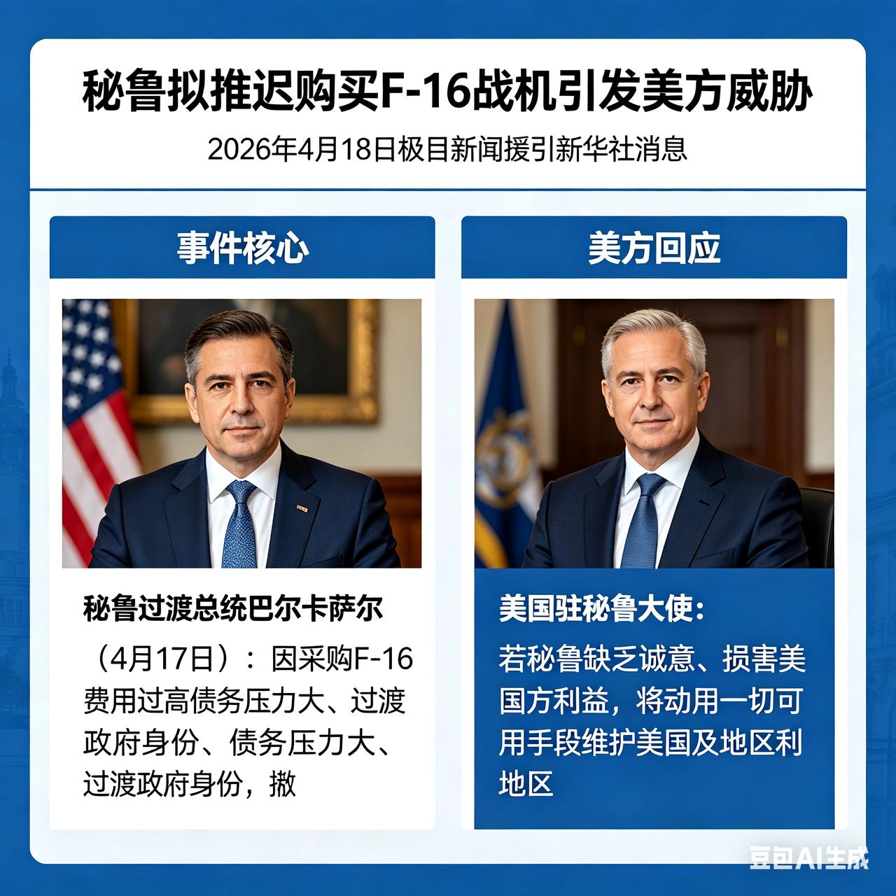 硬气一回！秘鲁突然叫停F16战机采购，美方立刻放狠话威胁，太霸道了
 
2026