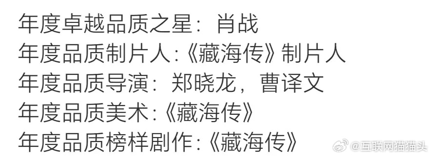 smg藏海传剧组获得了五个奖项这才是真正的大爆剧 肖战伟大 