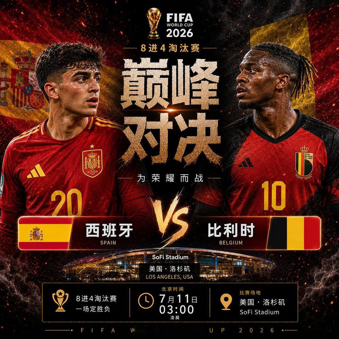 🔥 世界杯前瞻：西班牙 vs 比利时||⏰ 7月11日 03:00 | 📍 