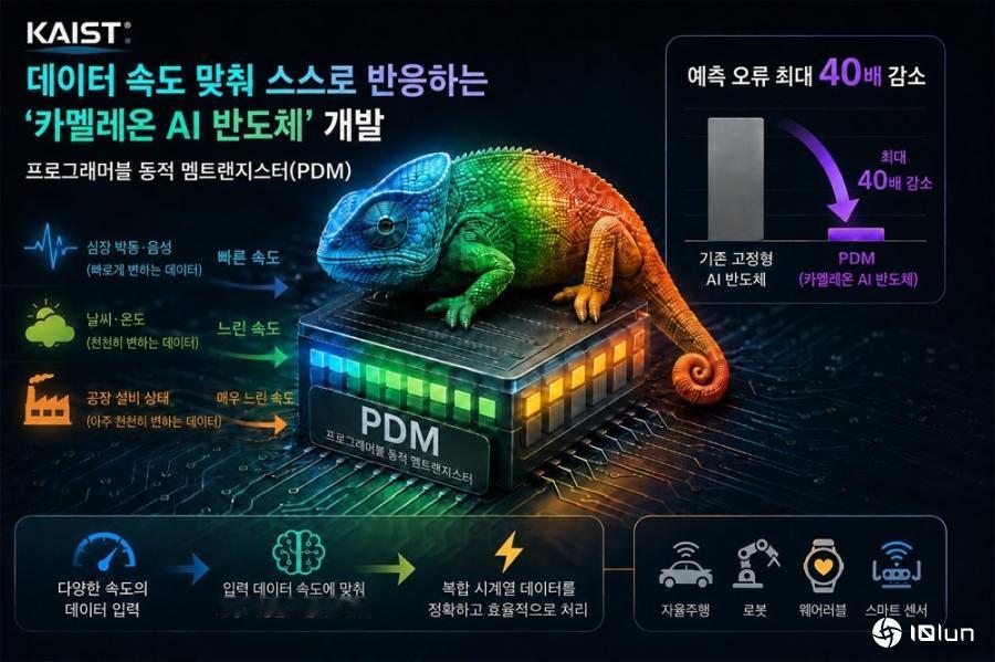 韩国研发‘变色龙’AI芯片，实时匹配数据速度
韩国KAIST研发的PDM芯片可根
