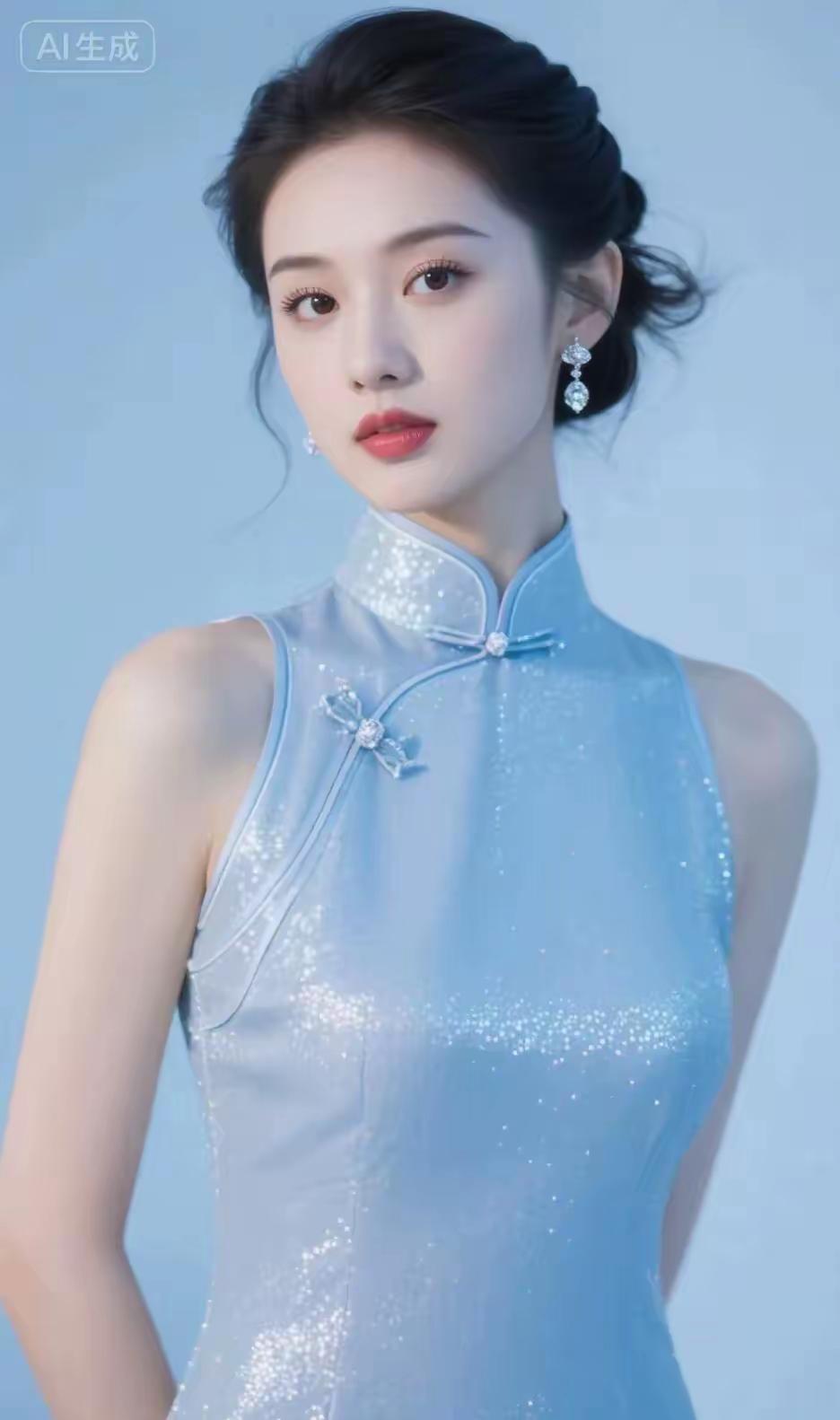 这姑娘穿着闪亮的衣服，好漂亮！