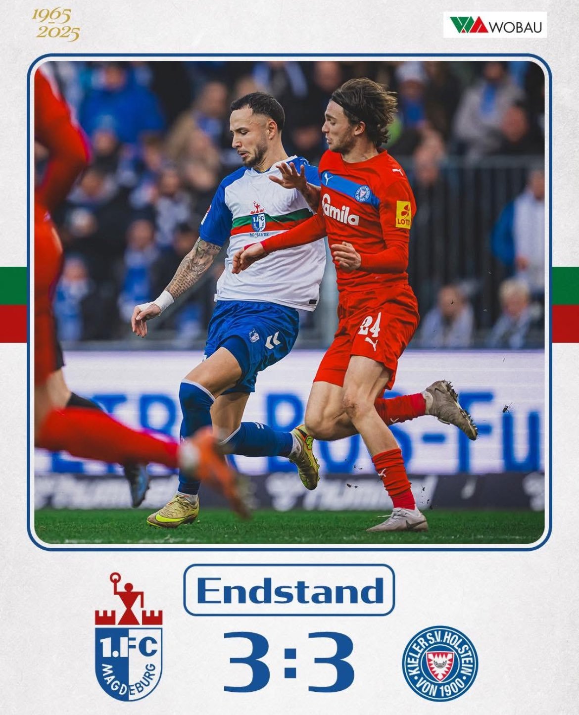 德乙 马格德堡主场3：3荷尔斯泰因队，斯塔尔马赫🇵🇱第69分钟替补出场。