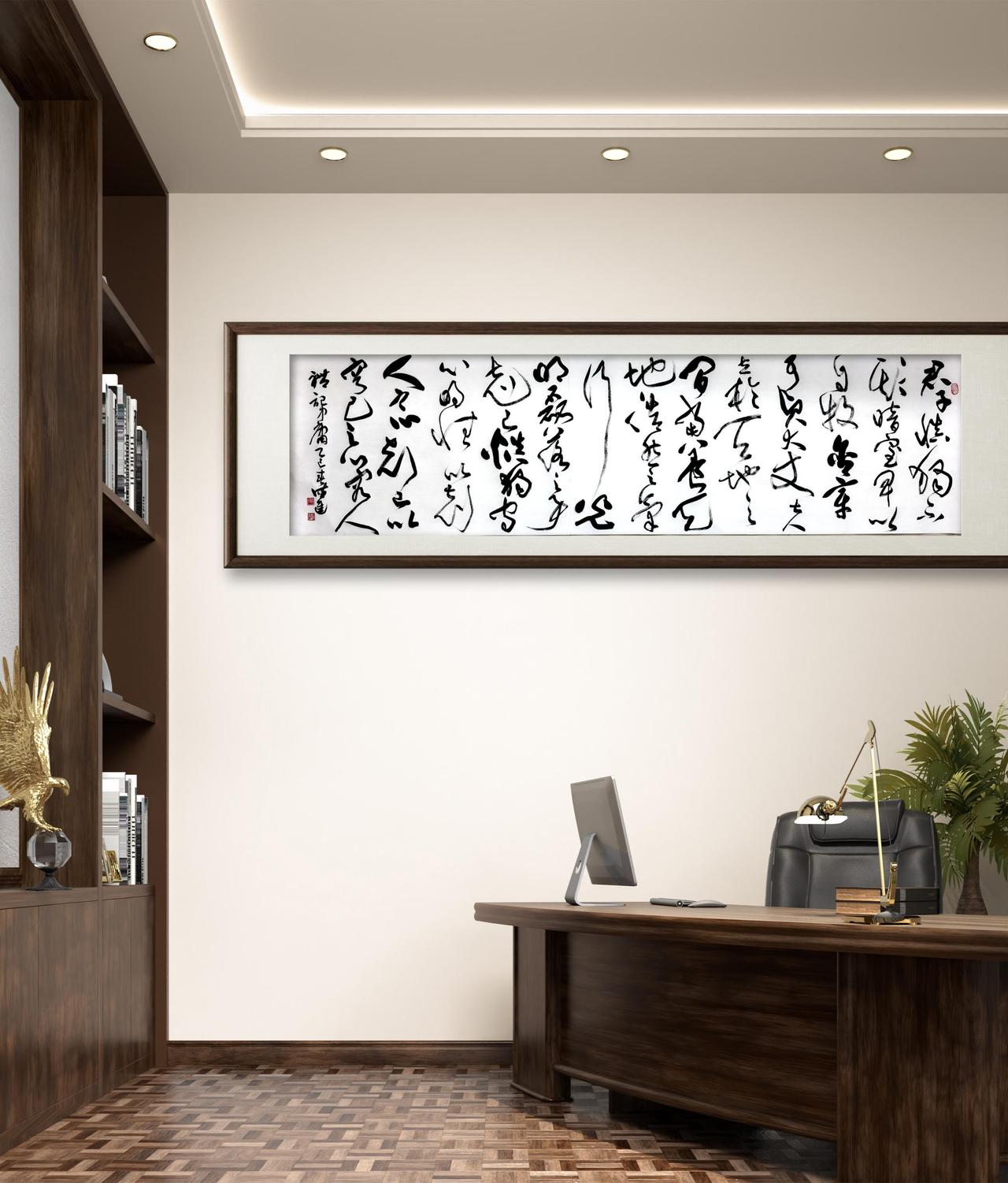 墨韵茶室：慎独修身，静以养心
这幅 “君子慎独，不欺暗室，卑以自牧，含章可贞” 