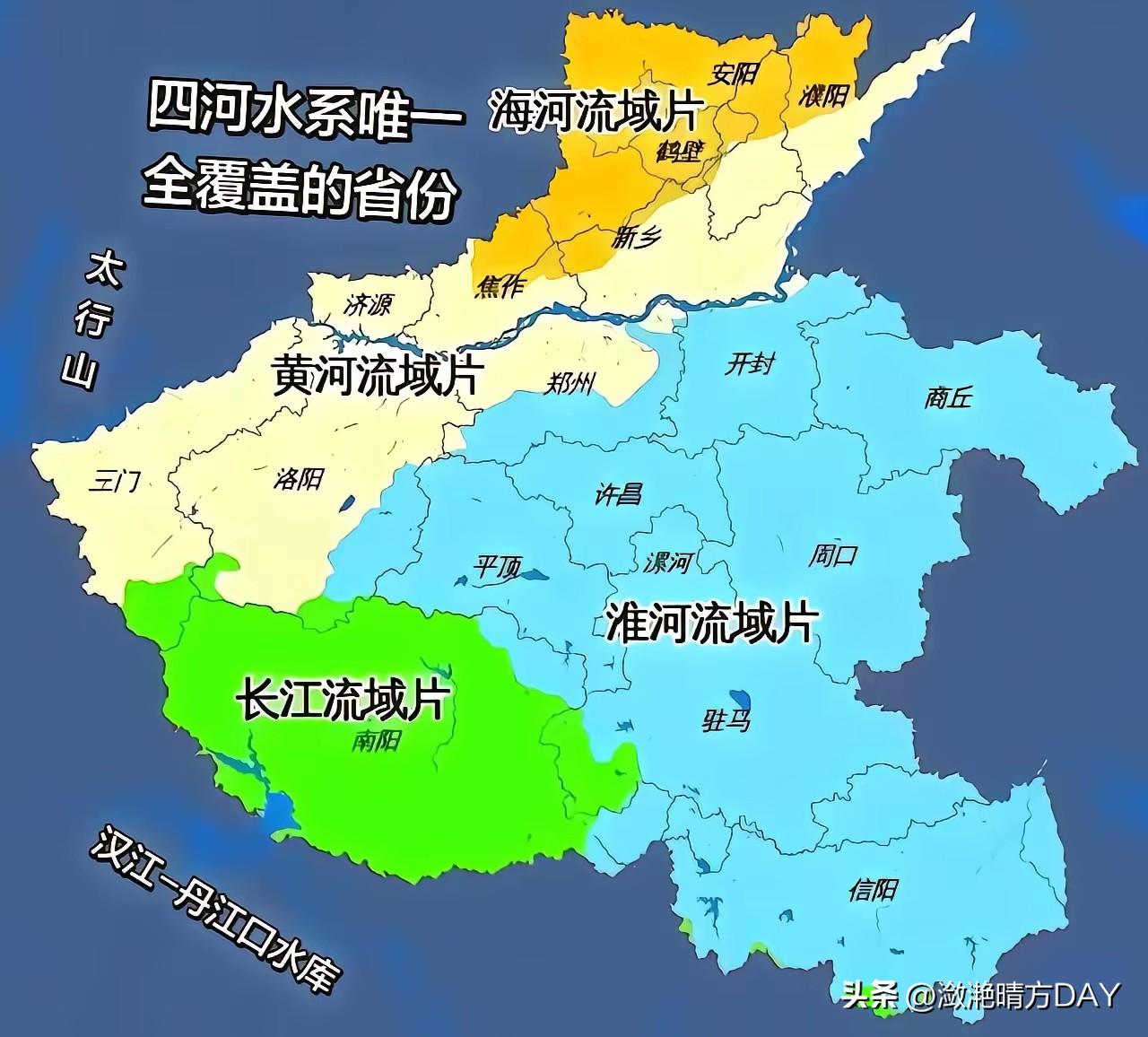 河南省有四大流域，竟然还有海河流域和长江流域。
黄河流域：三门峡、洛阳、焦作、新