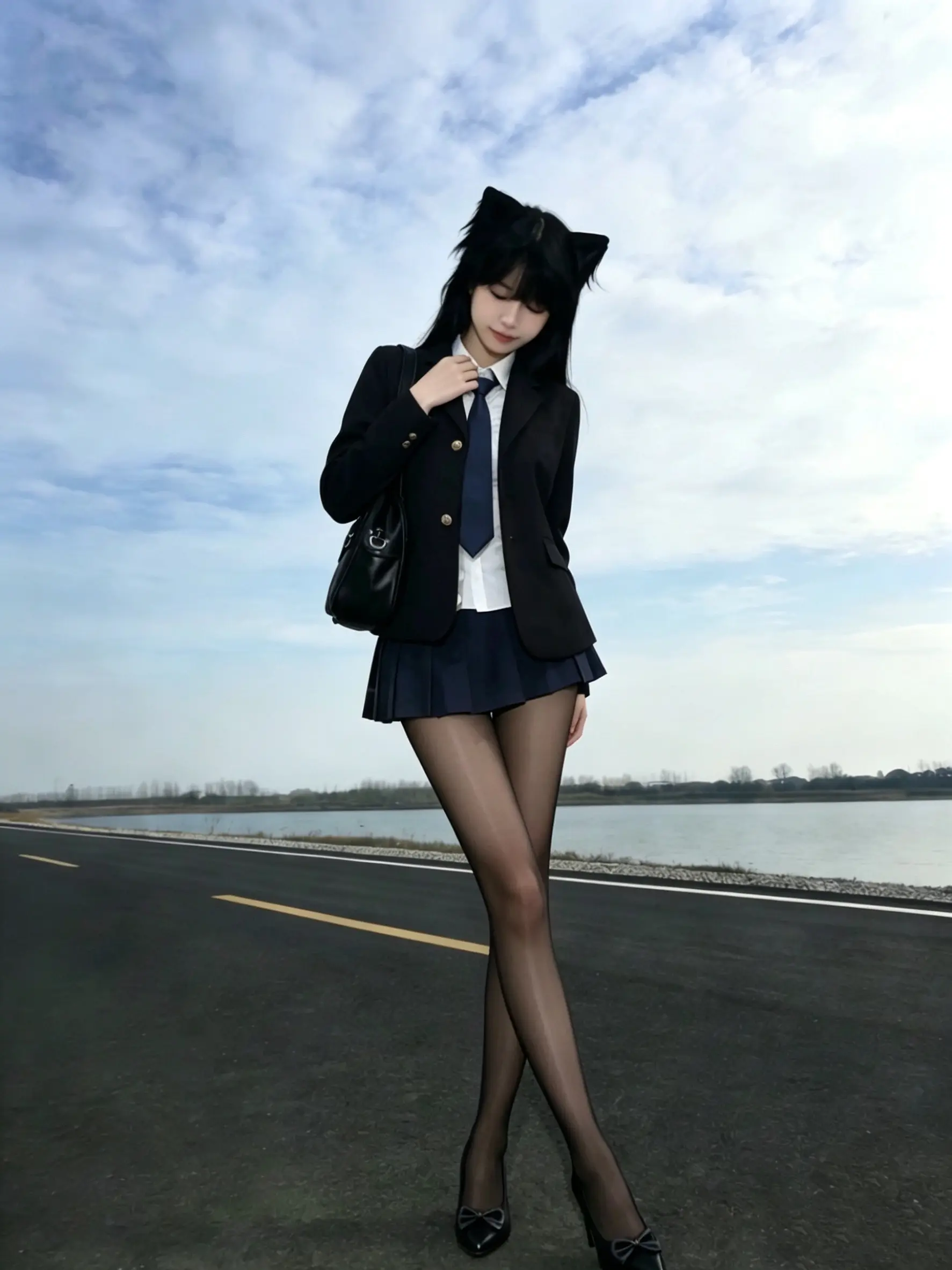 jk穿搭 jk制服 jk拍照姿势 黑色jk裙穿搭展示 jk搭配