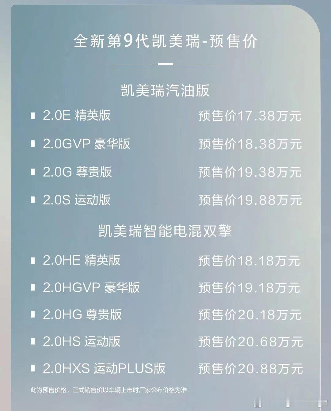 感谢新势力！价格终于打下来了！凯美瑞差不多20也到头了[二哈]杀手锏实在不多了[
