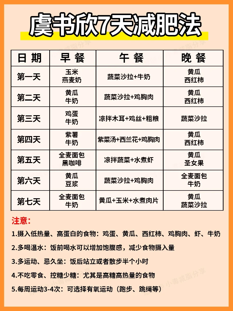 🔥虞书欣七天减肥法‖巨巨巨有效‼️