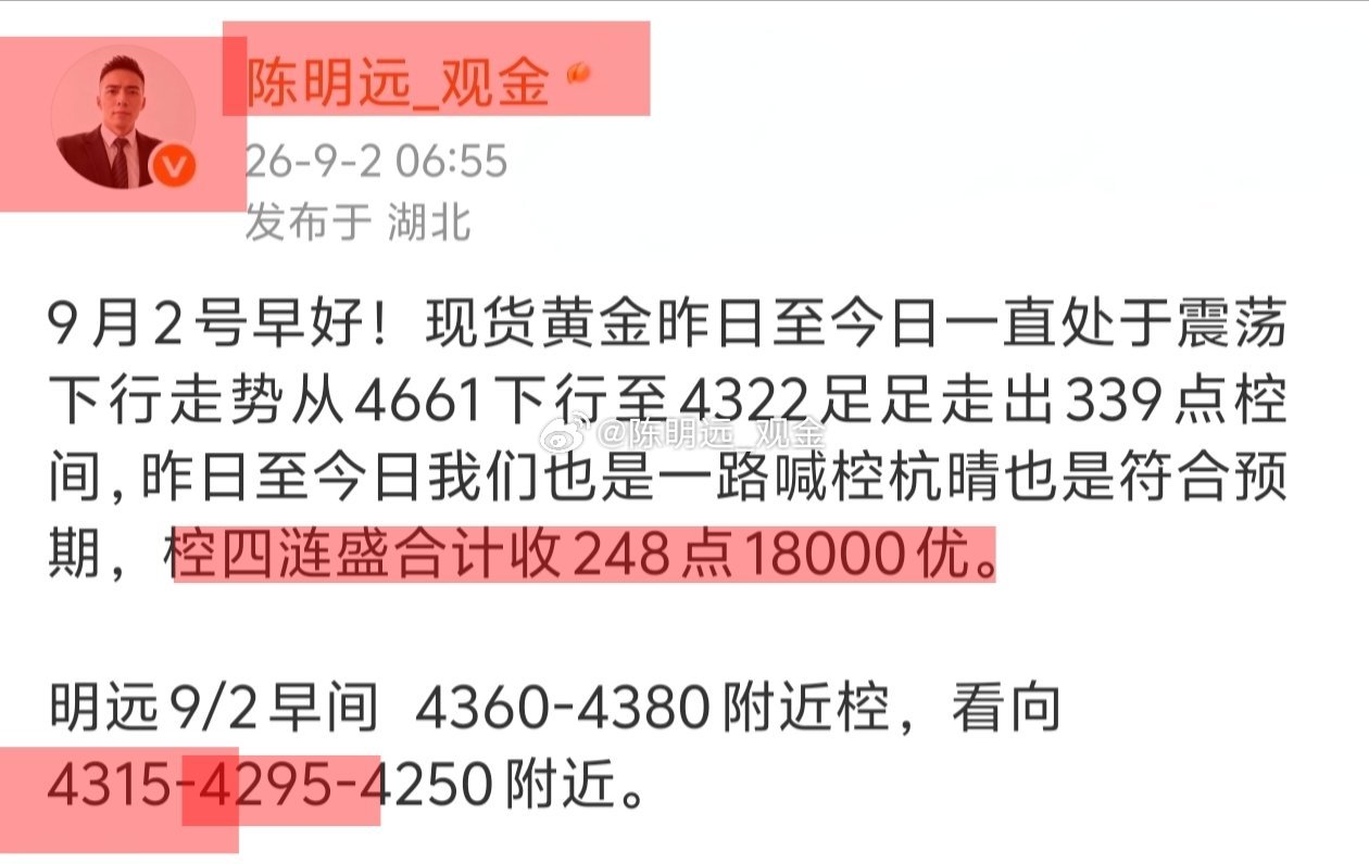 现货黄金早椌抵达第二目的地4295附近符合早间看椌的预期，收45点3800优。人