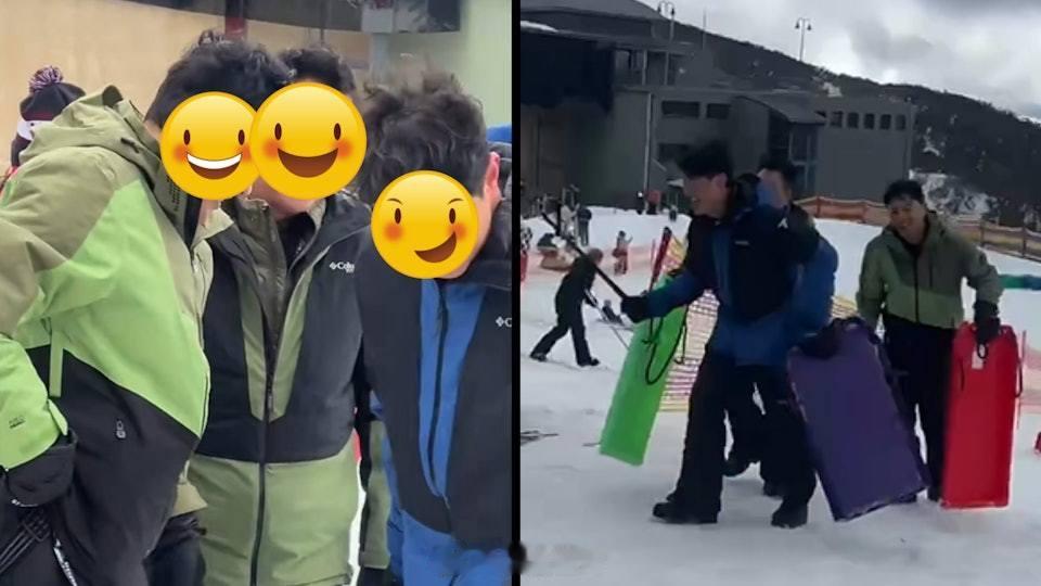 《公公出埠》三主持加埋169歲　澳洲被捕獲滑雪上落山喘晒氣48歲的蕭正楠，跟黃翠