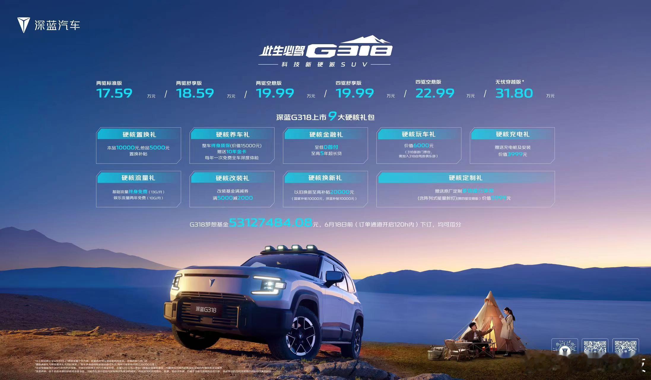 #深蓝G318上市17.59万元起# 6月13日，深蓝G318正式上市，售价17