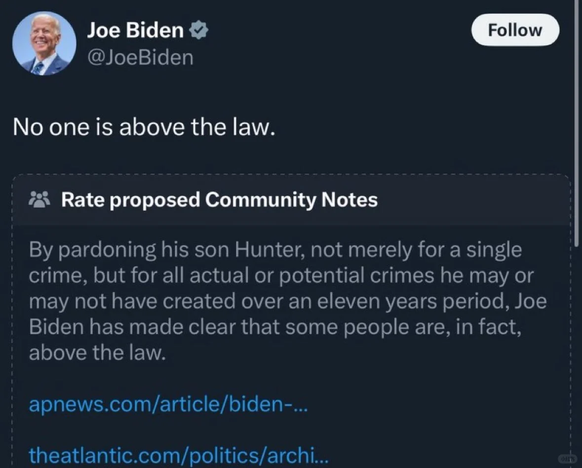 拜登赦免他的腐败儿子亨特，舆论哗然。连左媒旗舰纽约时报都刊文批评。拜登...