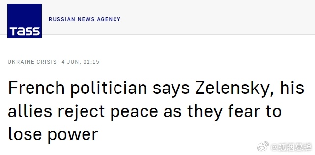 法国爱国者党领袖弗洛里安·菲利波特称，泽连斯基及其西方盟友因担心冲突结束后失去权