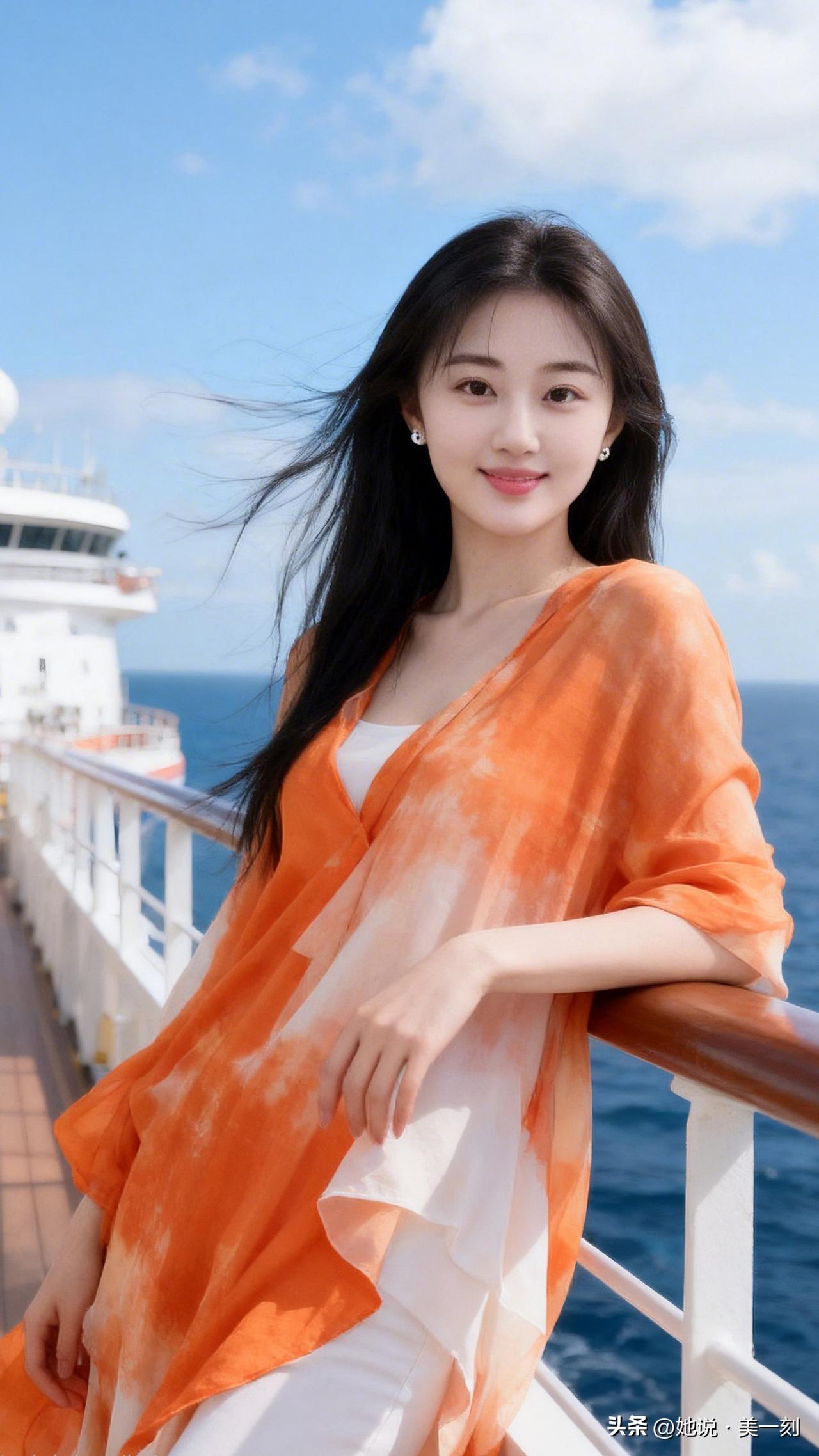 碧海潮生处，美人倚栏时。分享甜美小姐姐随手拍