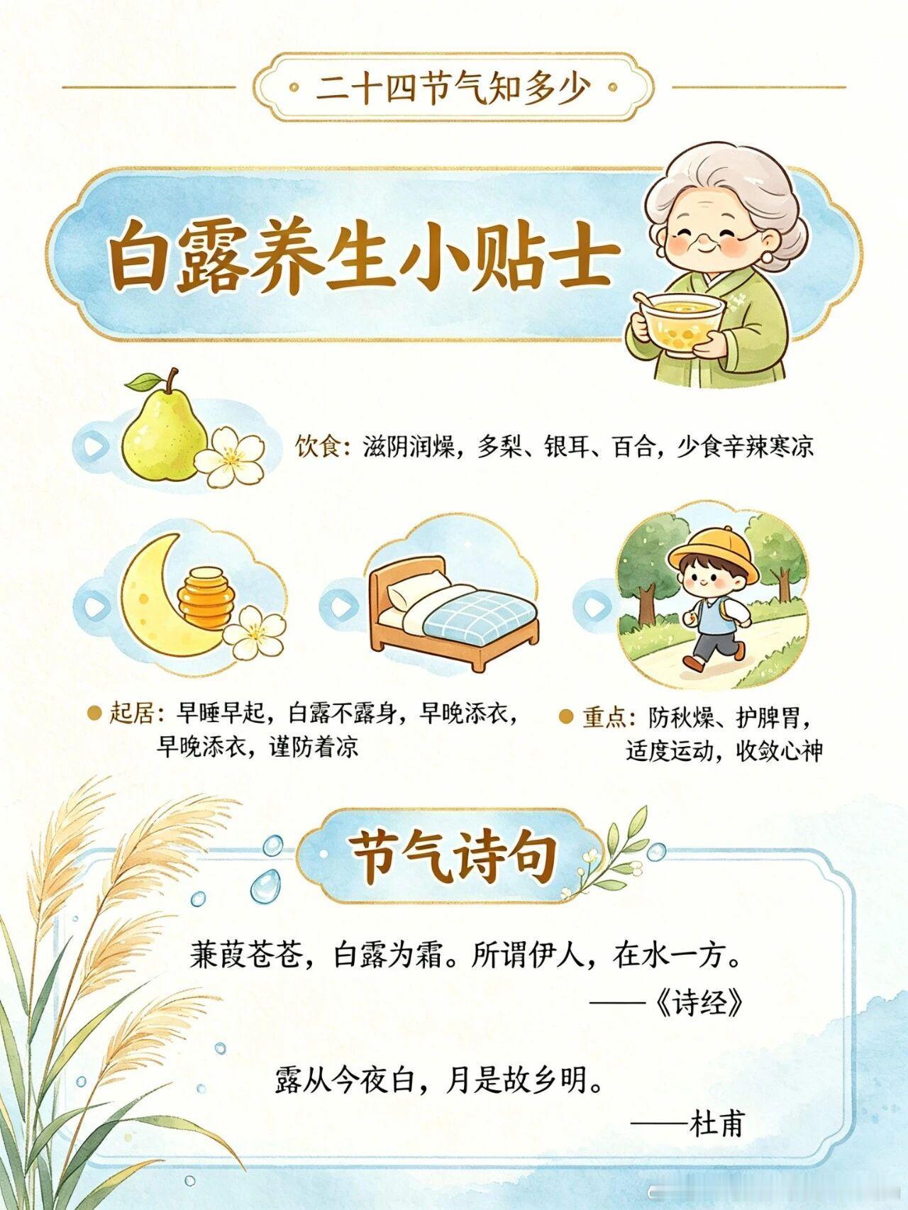 蒹葭苍苍，白露为霜💧白露至，秋意浓"白露秋分夜，一夜凉一夜" 九月七日是白露，