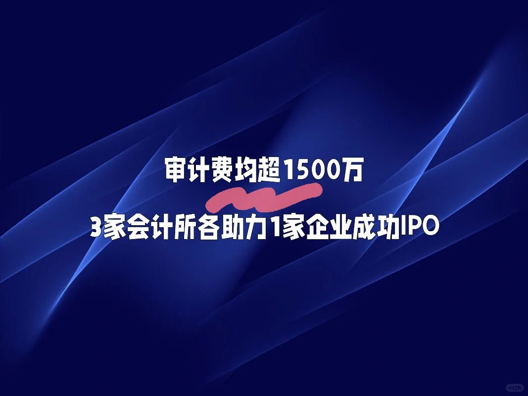 审计费超1500万！3家会计所各助1家企业上市