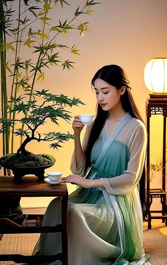 上联：酒里忧愁少
下联：茶中快乐多。