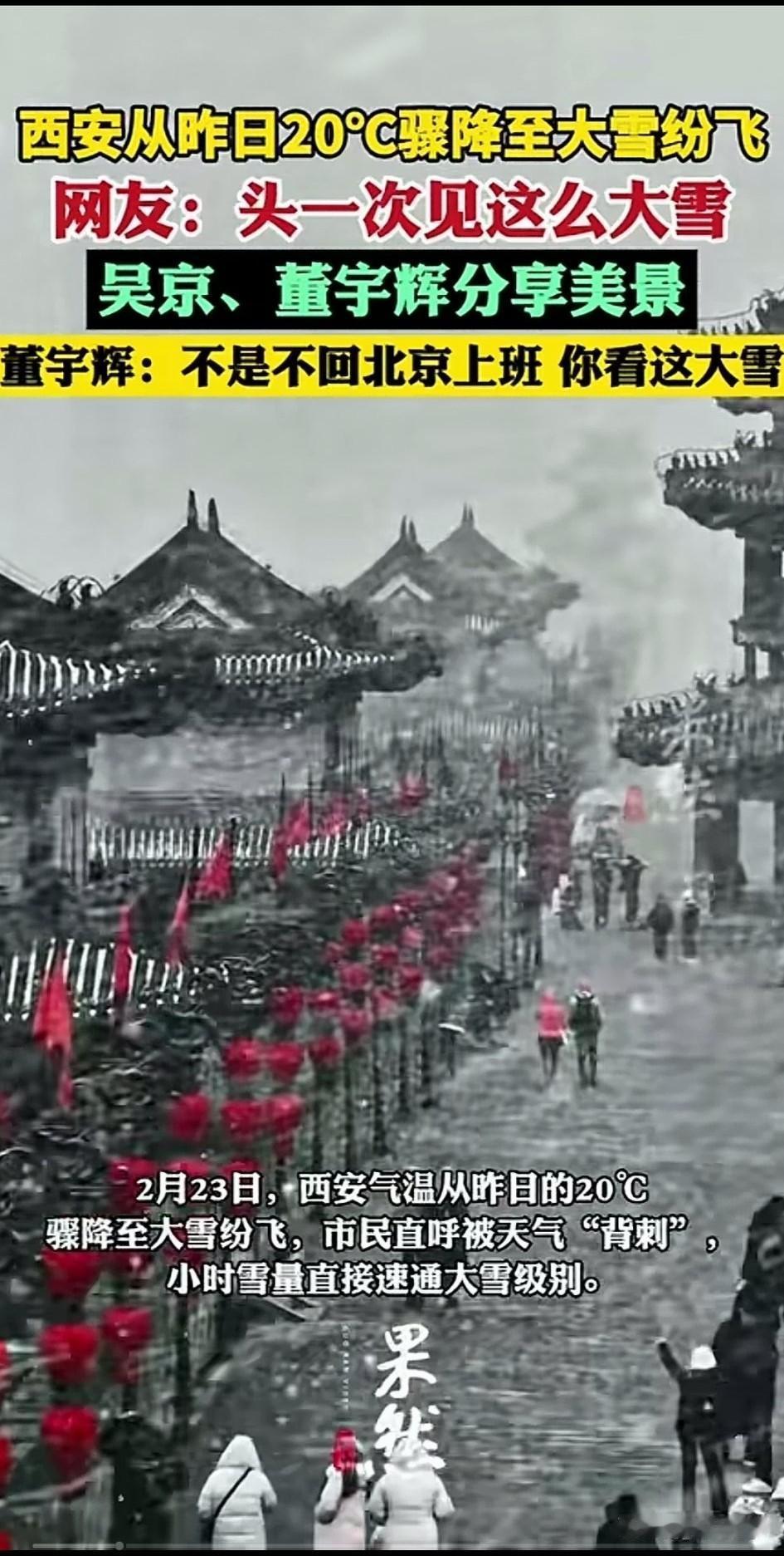 近日西安的一场大雪，
直接让西安登上了热搜，
大雪之下的古城西安，
简直美极了，
