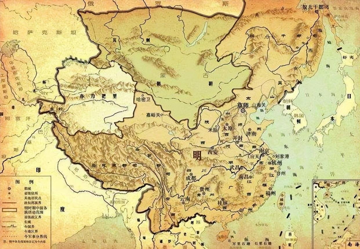 晴雨风说史[超话]晴雨风说史图1，谭其骧版中国大明地图图2，美国版中国大明地图图