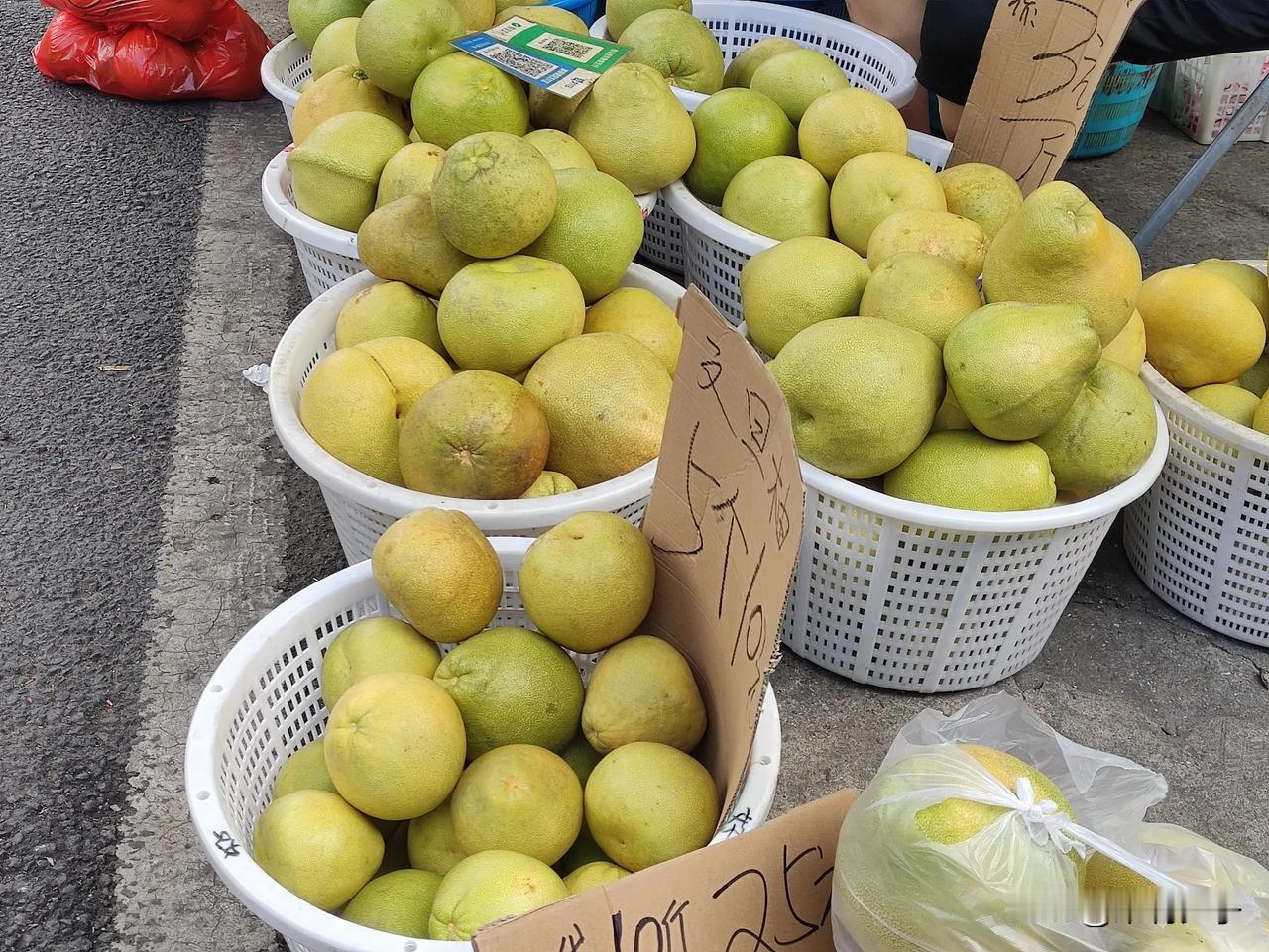 秋天的菜市场，金黄的文旦柚、黄花绿油油的菜心、橘色的泡弹柿、肥美的蚬子、鲜美的笋