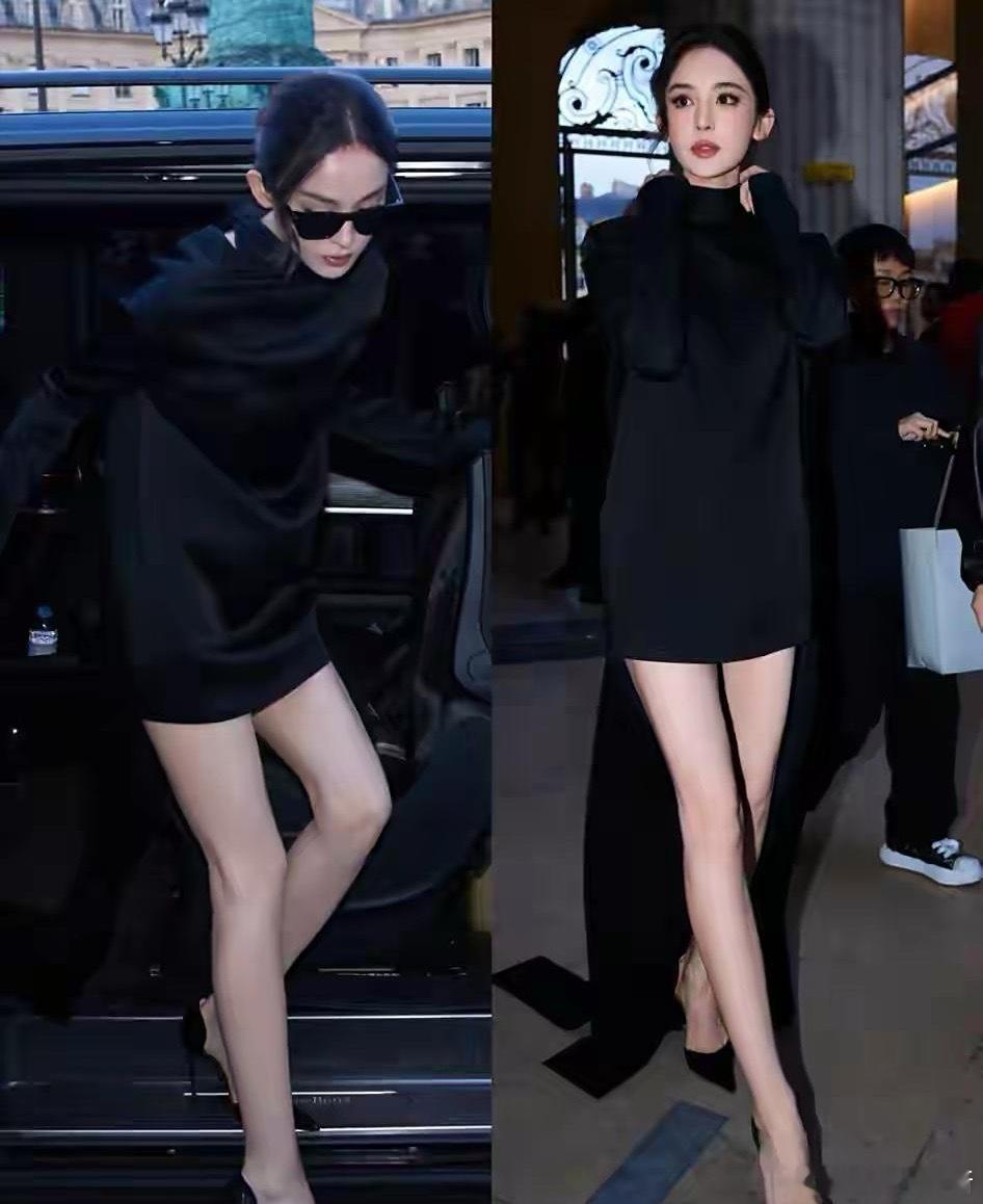 古力娜扎一袭黑色Tom Ford拖尾连衣裙惊艳亮相巴黎时装周，绝对的美貌从不需要