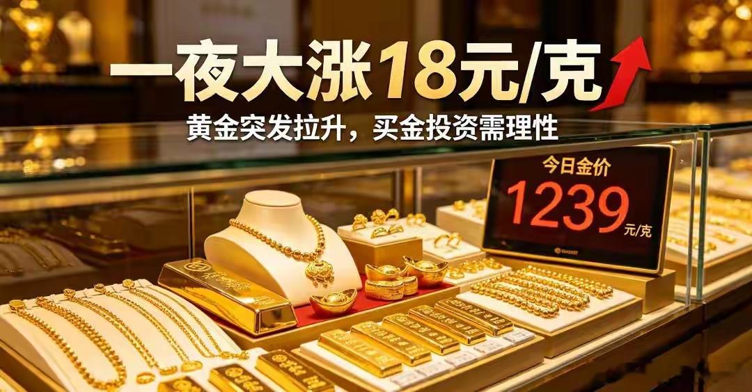 一夜暴涨18元/克！金价突然拉升，金店集体调价一夜暴涨18元/克！金价突发拉升，