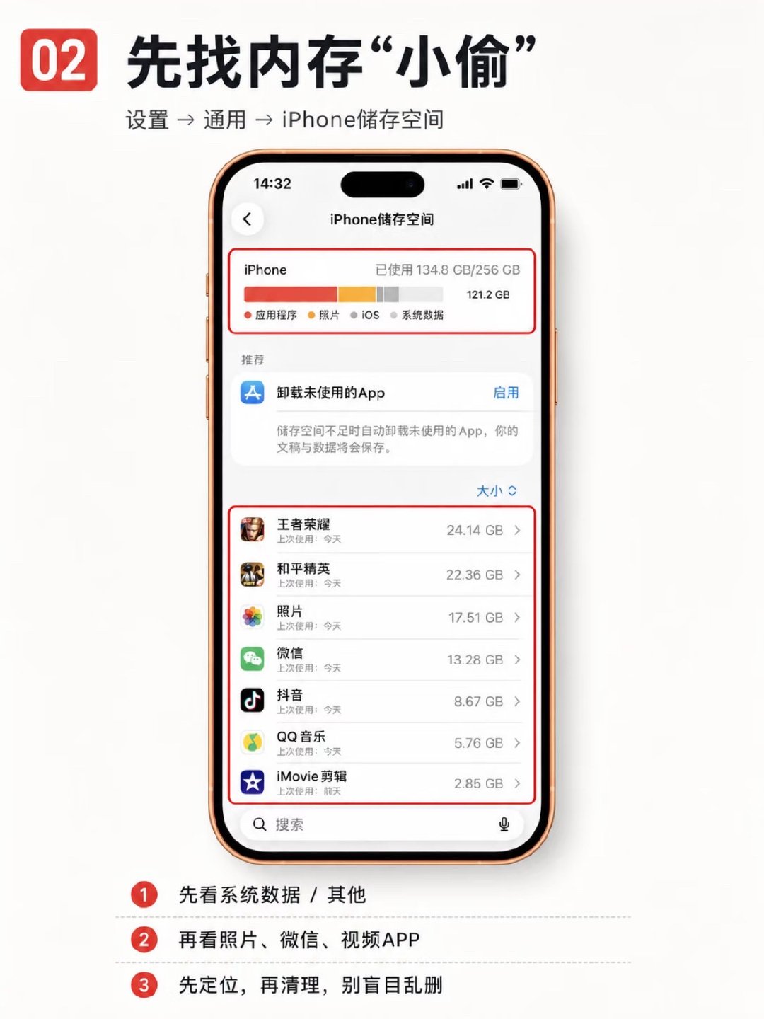iPhone储存空间满了？别乱删，按这4步清就够，收藏转发，全是干货，不然你删几